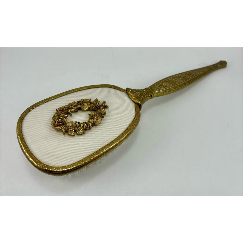 Vintage Gold Vanity Brush Art Deco Like New Antique